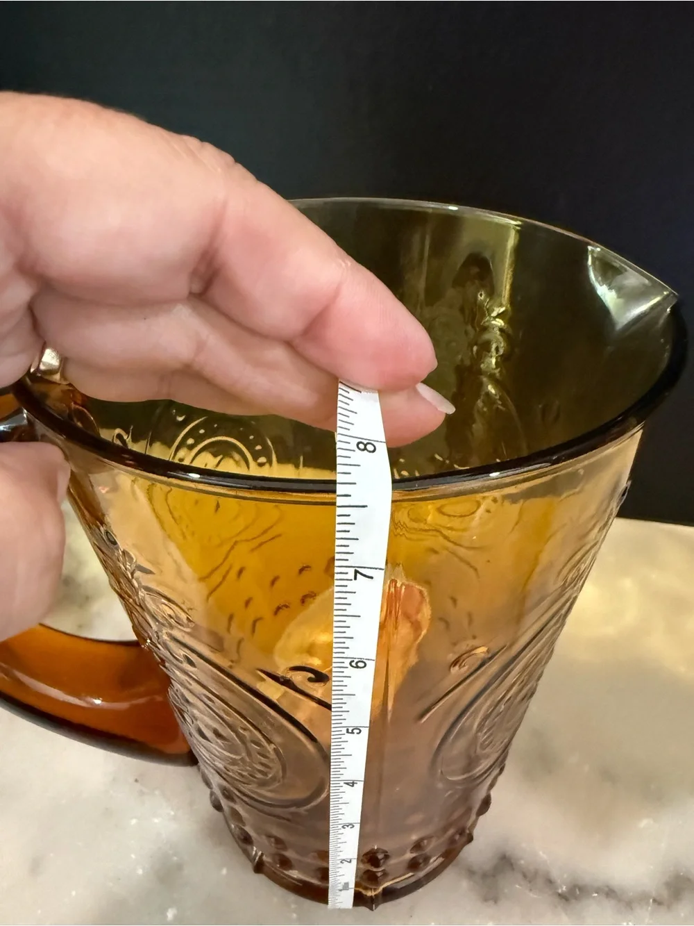 Pier 1 Amber Glass Water Tea Pitcher 7.5